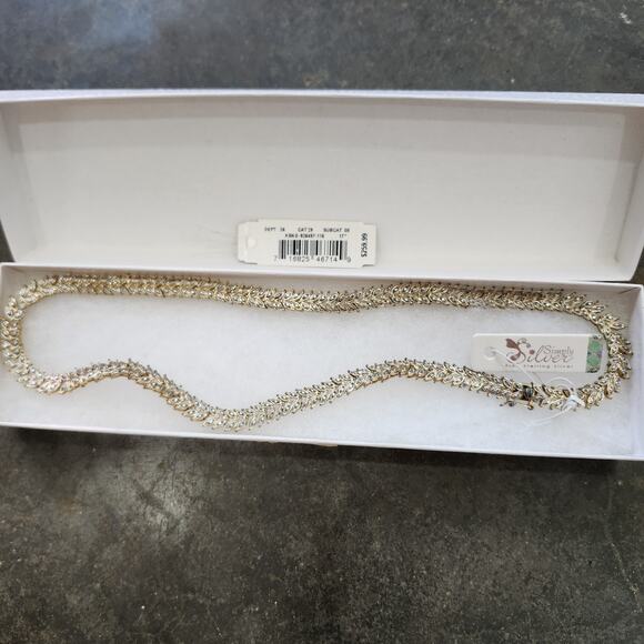 Sterling Silver Diamond Accent Leaf Statement Necklace Choker 17" Gold Plate New - Picture 7 of 8